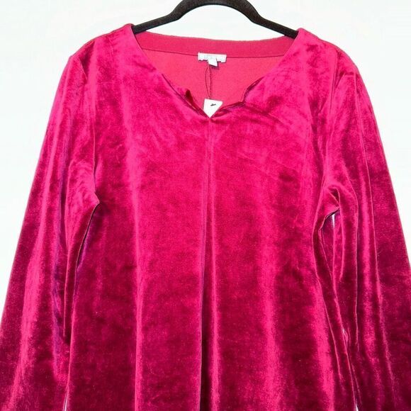 Talbots Women’s Velvet Long Sleeve Tunic Dark Raspberry Pink Red Size MP NWT - Picture 3 of 11